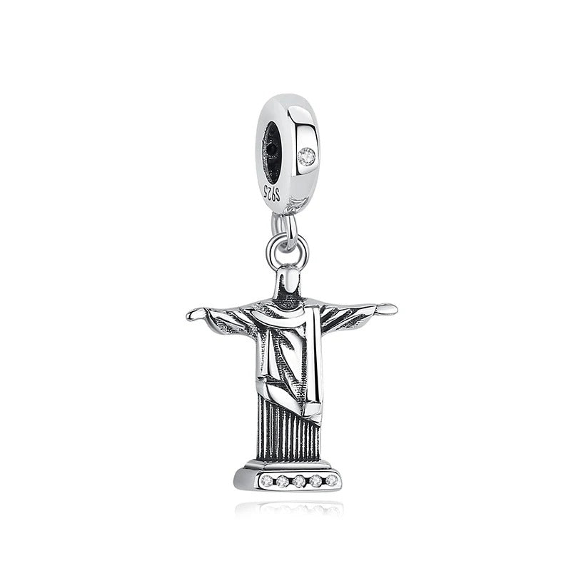 Berloque Cristo Redentor em Prata 925 compatível com pulseiras estilo Pandora
