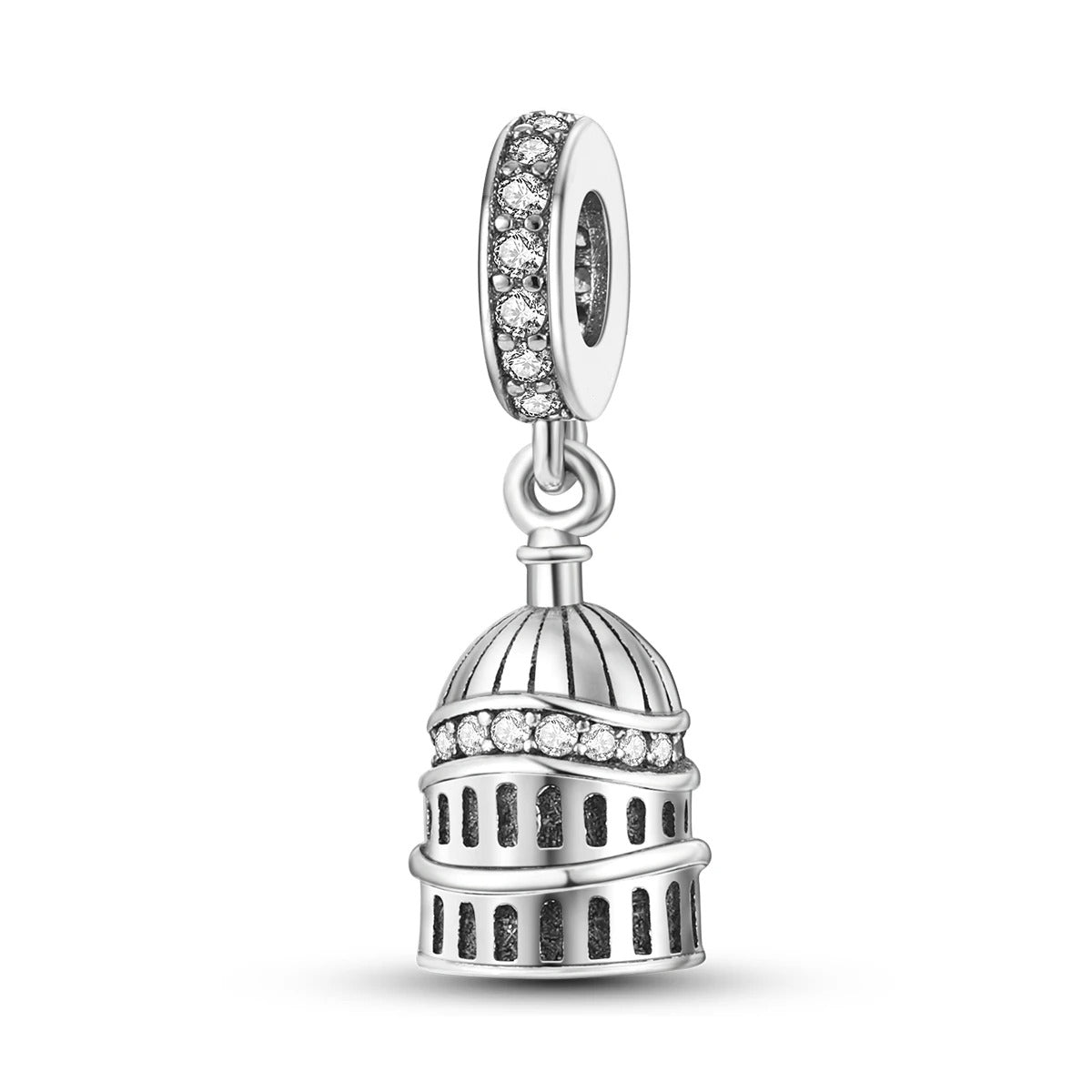 Berloque Capitol Washington em Prata 925 para pulseira feminina estilo Pandora