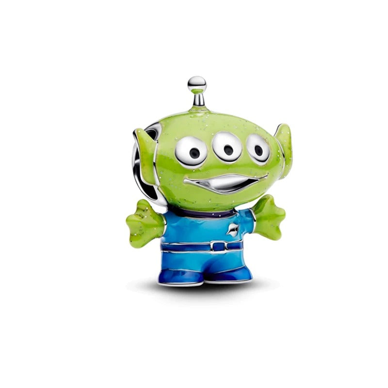 Berloque ET Toy Story em Prata 925 verde e azul para pulseira feminina