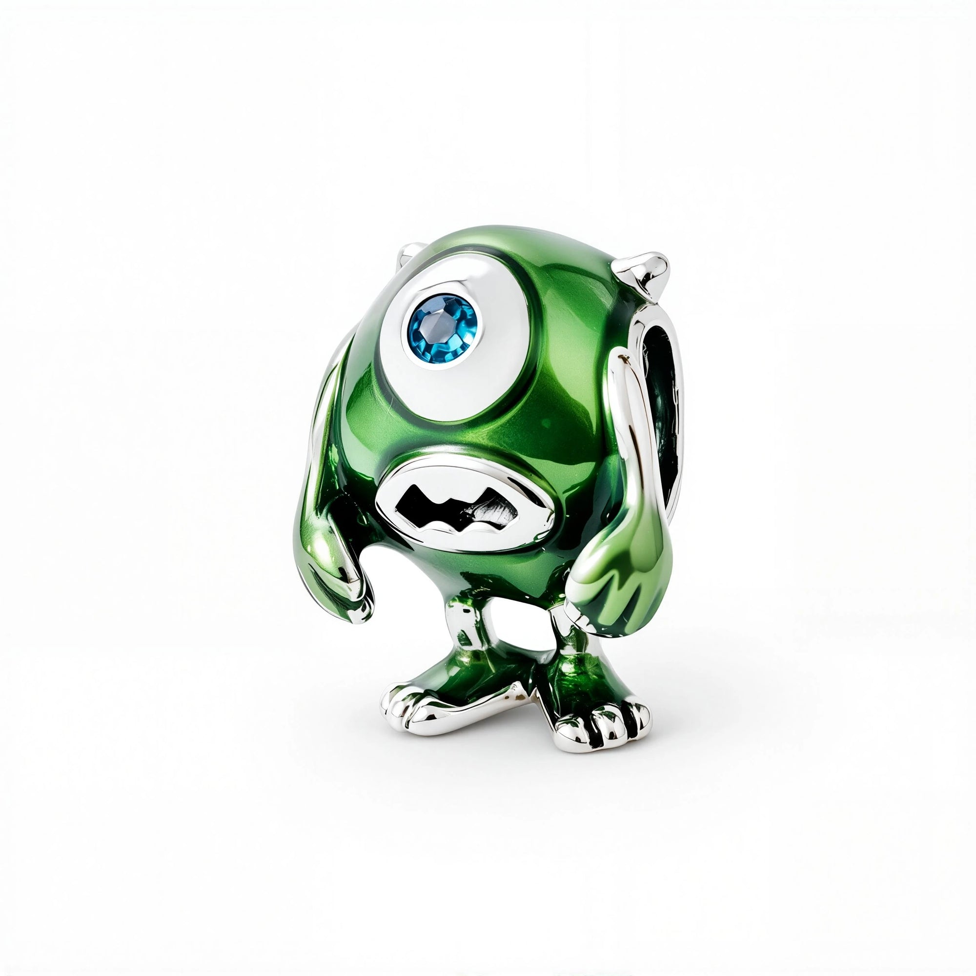 Berloque Mike Monstros S.A. em Prata 925 verde para pulseira feminina