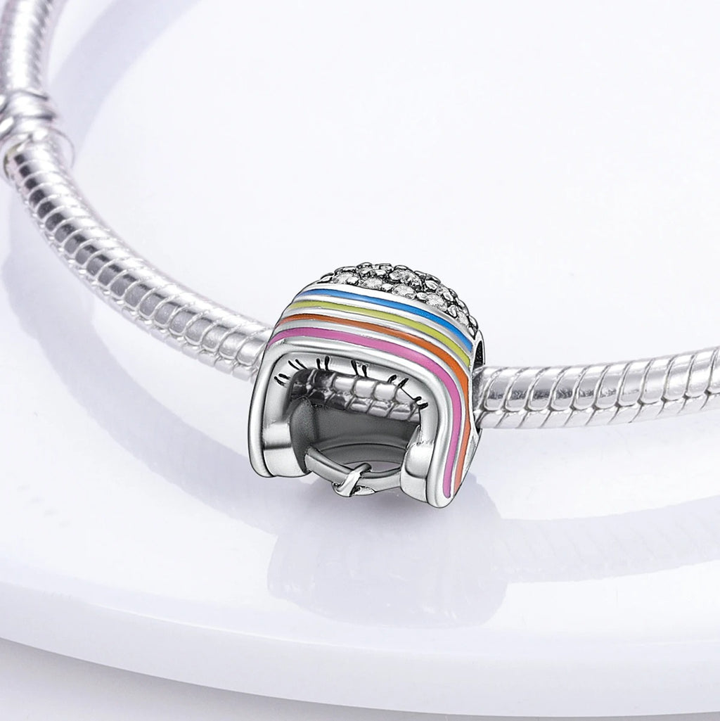 Berloque Capacete Colorido em Prata 925 para pulseira feminina