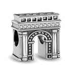 Berloque Arco do Triunfo em Prata 925 para pulseira feminina estilo Pandora