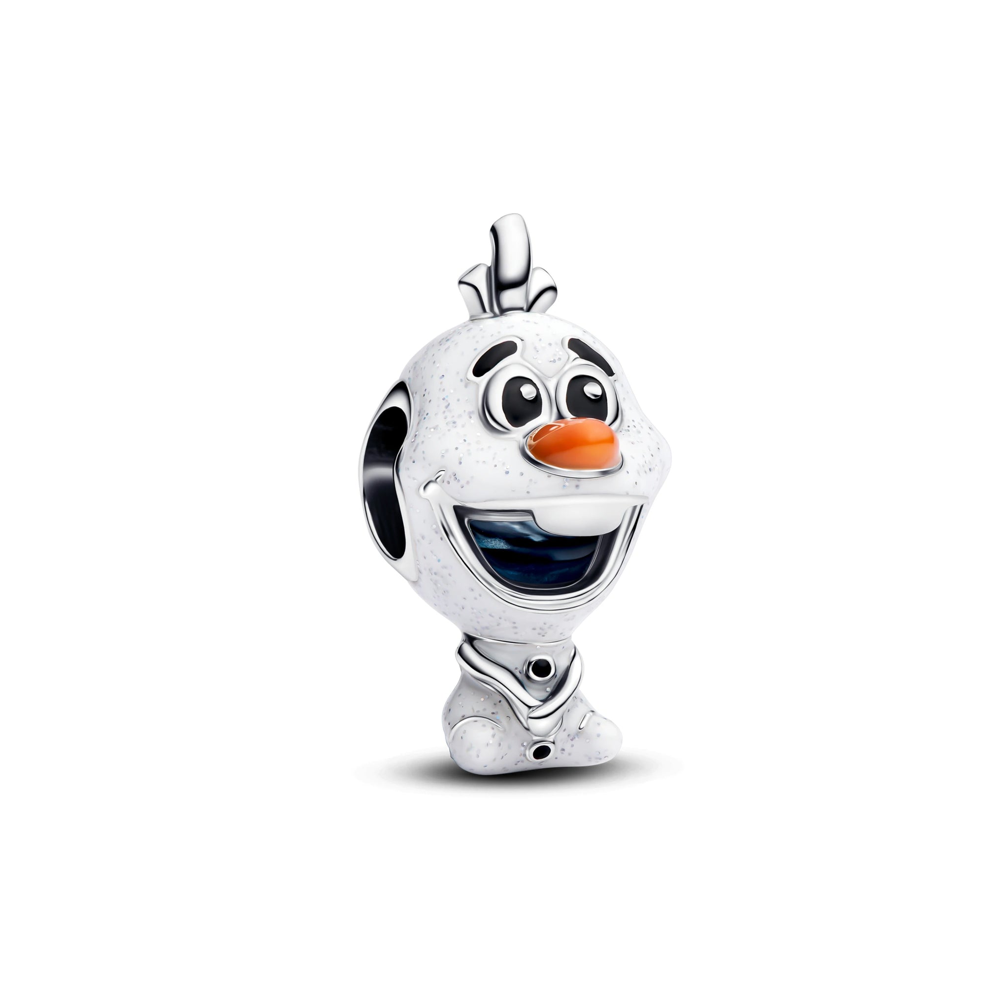 Berloque Olaf Frozen em Prata 925 com detalhes em branco e laranja para pulseira feminina