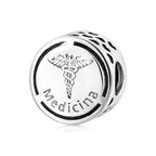 Berloque Medicina em Prata 925 para pulseira estilo Pandora inspirado na profissão de Medicina
