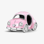 Berloque Fusca Rosa em Prata 925 para pulseira feminina