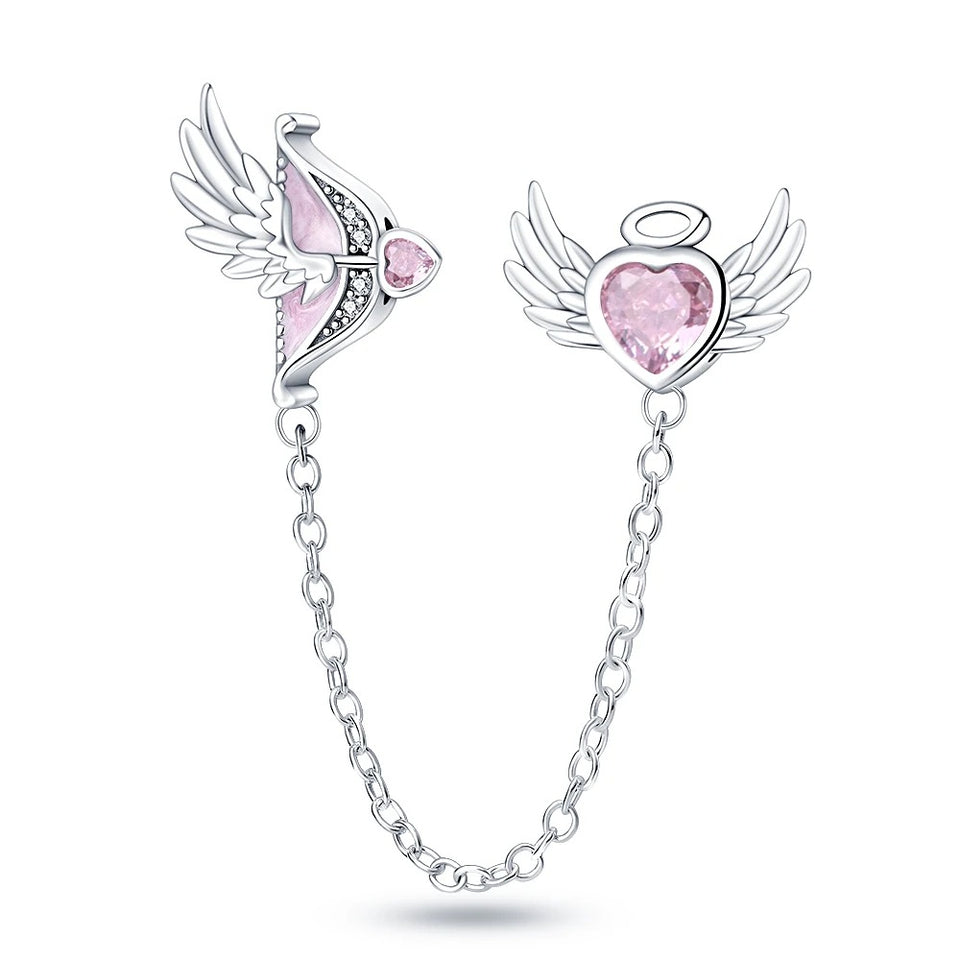 Corrente Arco e Flecha em Prata 925 com símbolos do cupido para pulseira estilo Pandora