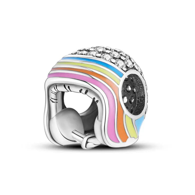 Berloque Capacete Colorido em Prata 925 para pulseira feminina