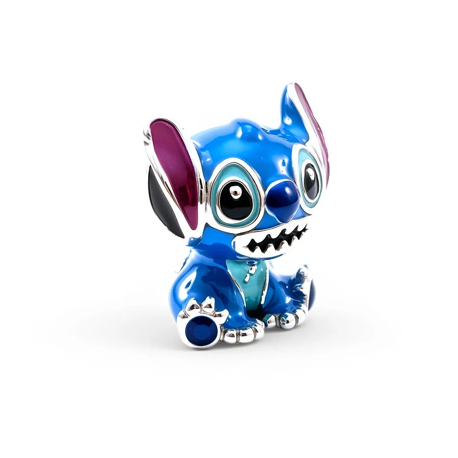 Berloque Stitch Lilo e Stitch em Prata 925 azul para pulseira feminina